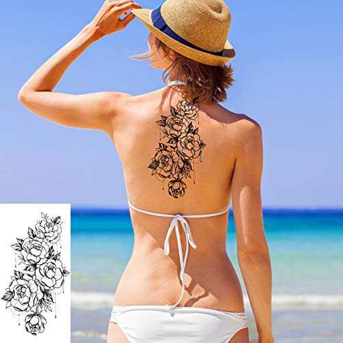 Zomme 42 Sheets 3D Flowers Temporary Tattoos for Women,Fake Tattoos Body Art ...