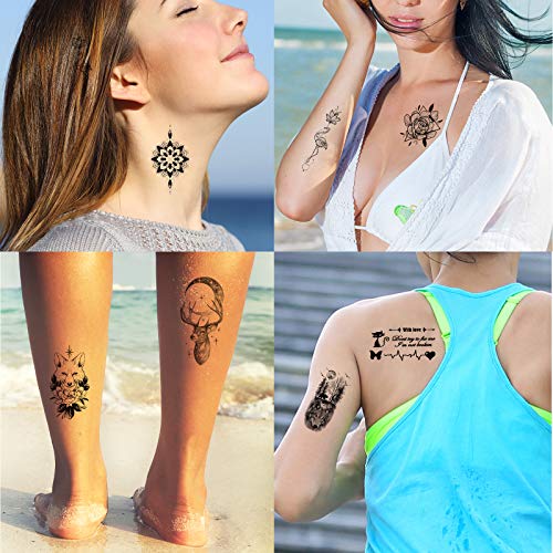 Zomme 42 Sheets 3D Flowers Temporary Tattoos for Women,Fake Tattoos Body Art ...
