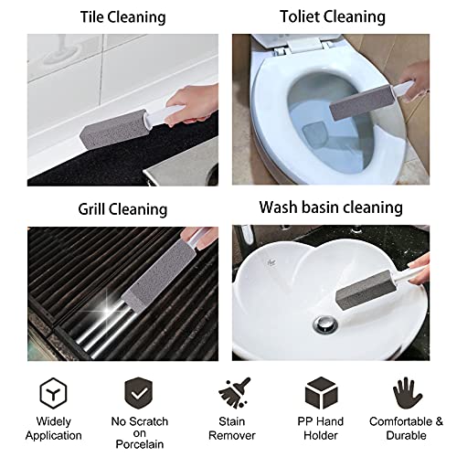 4 Pack Pumice Cleaning Stone with Handle, Toilet Bowl Pumice Cleaning Stone T...
