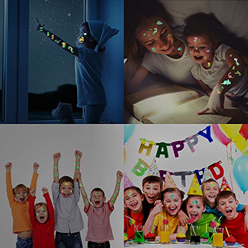 Zonon 90 Pieces Glow Dinosaur Temporary Tattoos Luminous Dinosaur Temporary T...