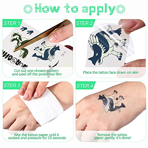 Zonon 90 Pieces Glow Dinosaur Temporary Tattoos Luminous Dinosaur Temporary T...