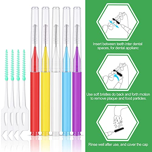 250 Pcs Interdental Brush Toothpick and Disposable Interdental Brush Soft Sil...