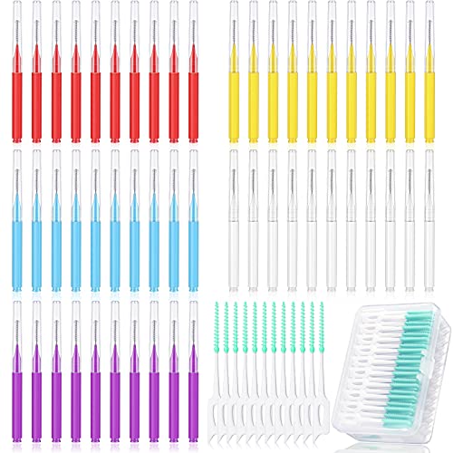 250 Pcs Interdental Brush Toothpick and Disposable Interdental Brush Soft Sil...