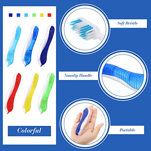 6 Pieces Travel Toothbrushes Folding Portable Toothbrush Foldable Toothbrush ...