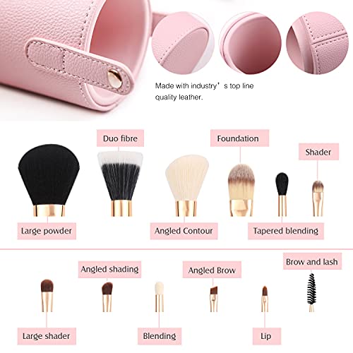 Zoreya Makeup Brush Set 12pcs Pink Synthetic Makeup Brushes Travel Set With H...