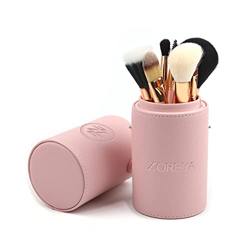 Zoreya Makeup Brush Set 12pcs Pink Synthetic Makeup Brushes Travel Set With H...