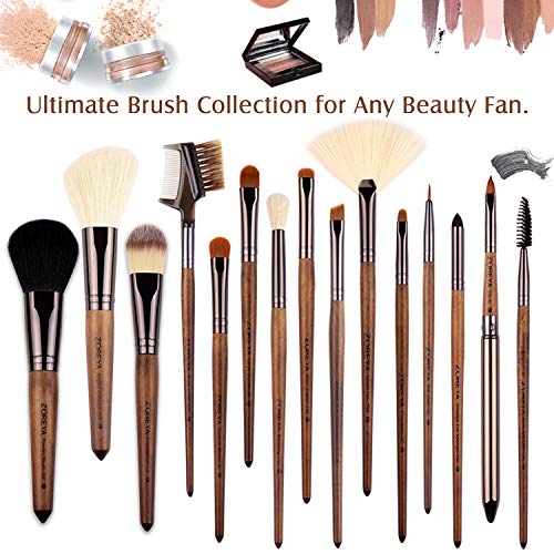 ZOREYA Makeup Brush Sets ,15pcs Unique Walnut Makeup Brushes with Nobility,Pr...