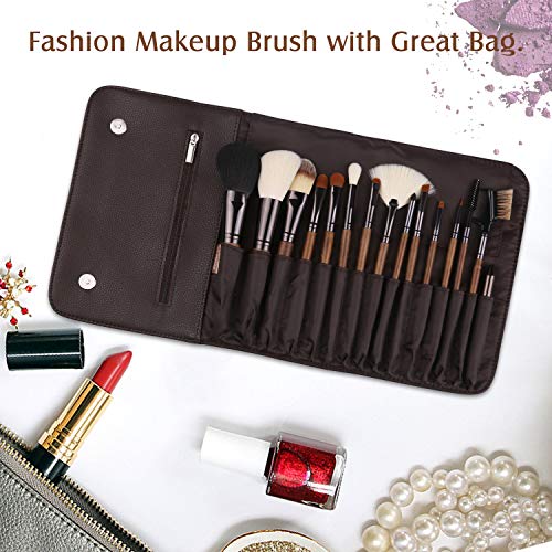 ZOREYA Makeup Brush Sets ,15pcs Unique Walnut Makeup Brushes with Nobility,Pr...