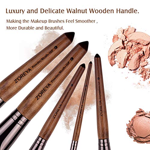 ZOREYA Makeup Brush Sets ,15pcs Unique Walnut Makeup Brushes with Nobility,Pr...