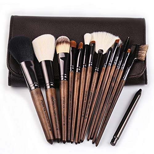 ZOREYA Makeup Brush Sets ,15pcs Unique Walnut Makeup Brushes with Nobility,Pr...