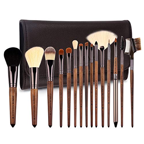 ZOREYA Makeup Brush Sets ,15pcs Unique Walnut Makeup Brushes with Nobility,Pr...