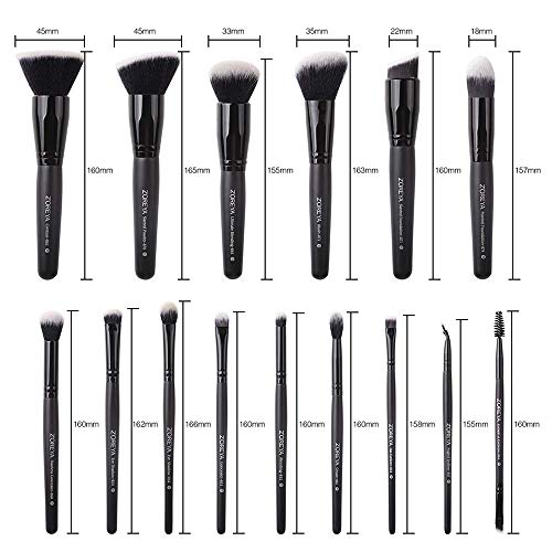 Zoreya Makeup Brushes 15Pcs Makeup Brush Set Premium Synthetic Kabuki Brush C...