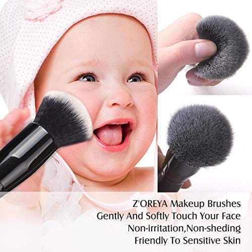 Zoreya Makeup Brushes 15Pcs Makeup Brush Set Premium Synthetic Kabuki Brush C...