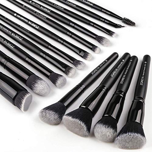 Zoreya Makeup Brushes 15Pcs Makeup Brush Set Premium Synthetic Kabuki Brush C...