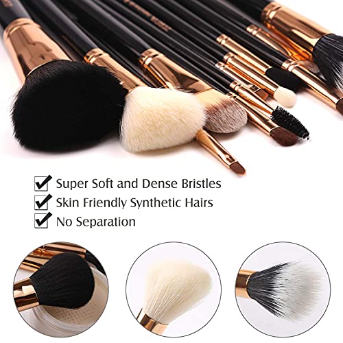 Zoreya Premium Travel makeup brush set 12 pieces essential Cosmetic tools Syn...