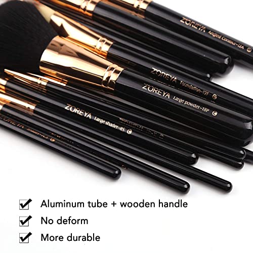 Zoreya Premium Travel makeup brush set 12 pieces essential Cosmetic tools Syn...
