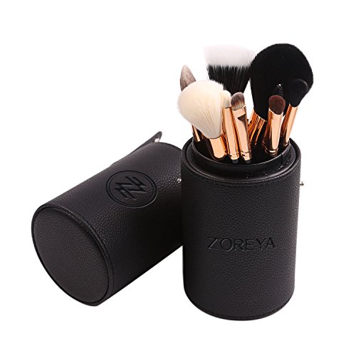 Zoreya Premium Travel makeup brush set 12 pieces essential Cosmetic tools Syn...