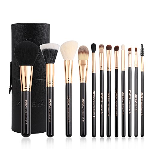 Zoreya Premium Travel makeup brush set 12 pieces essential Cosmetic tools Syn...