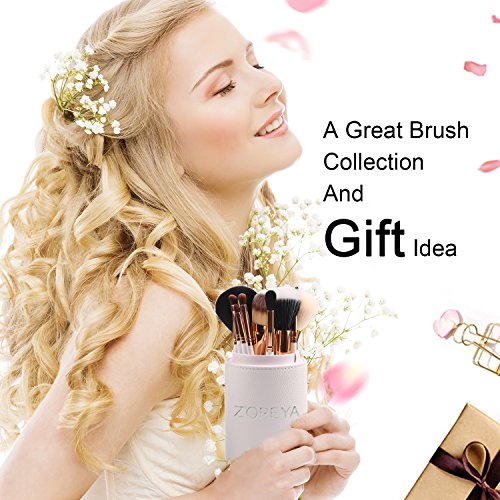 Zoreya Travel Makeup Brush Set White 12pcs Makeup Brushes Premium Synthetic H...