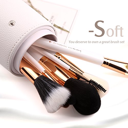 Zoreya Travel Makeup Brush Set White 12pcs Makeup Brushes Premium Synthetic H...