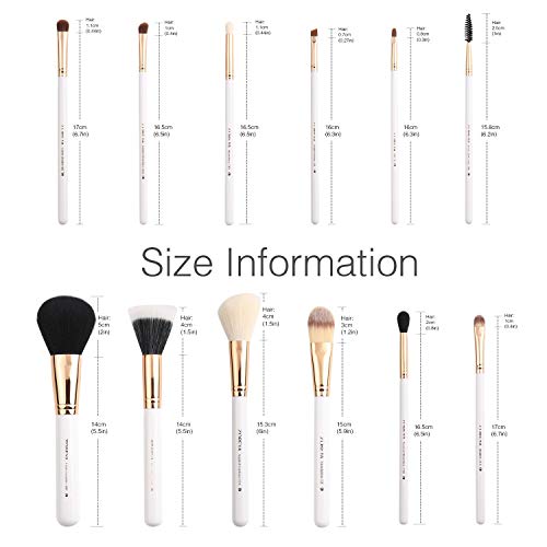 Zoreya Travel Makeup Brush Set White 12pcs Makeup Brushes Premium Synthetic H...