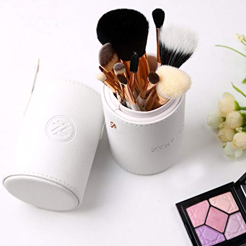 Zoreya Travel Makeup Brush Set White 12pcs Makeup Brushes Premium Synthetic H...