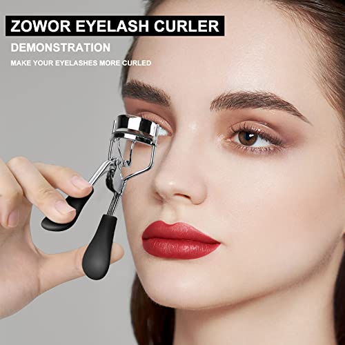 Zowor Eyelash Curlers with 5PCS Silicone Refill Pad Fit All Eye Shape Curved ...
