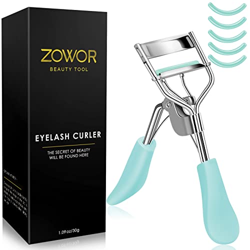Zowor Eyelash Curlers with 5PCS Silicone Refill Pad Fit All Eye Shape Curved ...