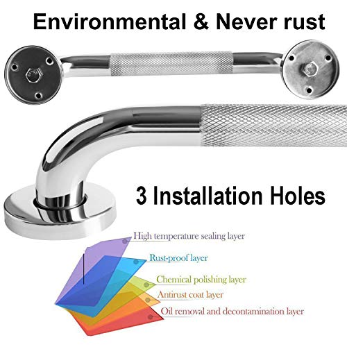 2 Pack 16 Inch Anti Slip Shower Grab Bar Handle, ZUEXT Chrome Stainless Steel...