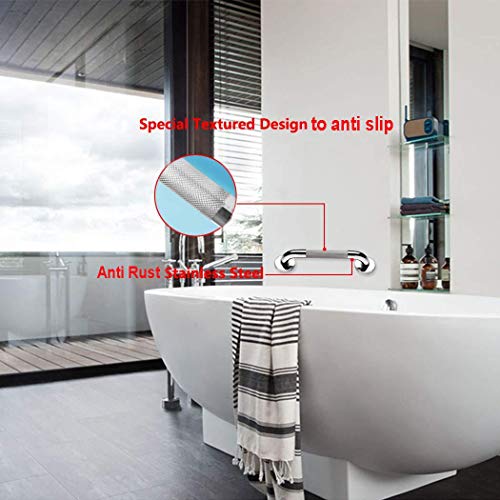 2 Pack 16 Inch Anti Slip Shower Grab Bar Handle, ZUEXT Chrome Stainless Steel...