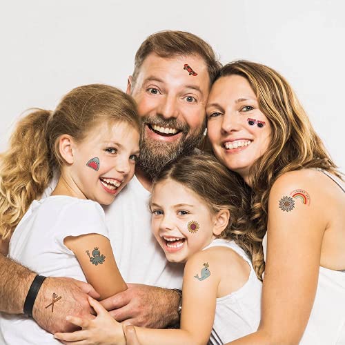 Temporary Tattoos for Kids | 120 Glitter + 20 Luminous Kids Tattoos | Birthda...