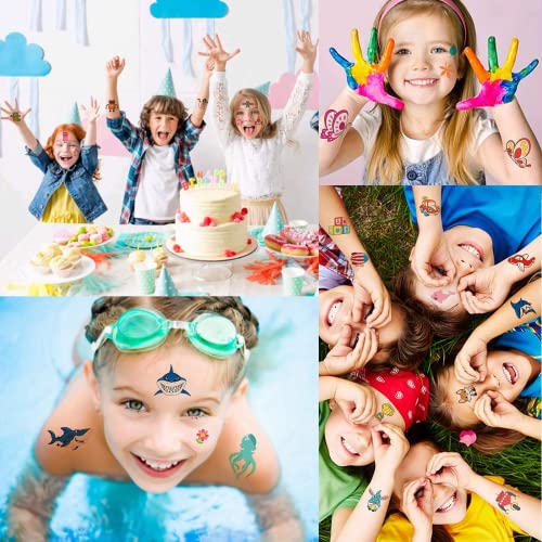 Temporary Tattoos for Kids | 120 Glitter + 20 Luminous Kids Tattoos | Birthda...