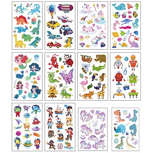 Temporary Tattoos for Kids | 120 Glitter + 20 Luminous Kids Tattoos | Birthda...