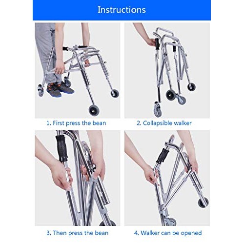 Roscloud@ Walker Pulley Rear-Mounted Walker One-Way Folding Anti-Backward Siz...