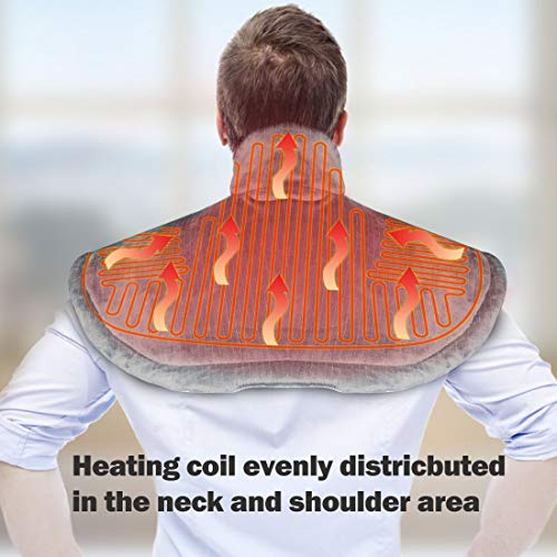 Heating Pad for Neck and Shoulder，Electric Heated Neck Wrap for Upper Back P...
