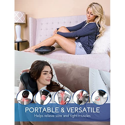 Zyllion Shiatsu Back and Neck Massager - Kneading Massage Pillow with Heat fo...