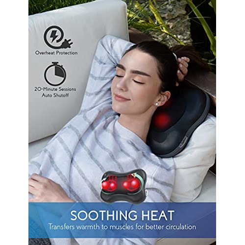 Zyllion Shiatsu Back and Neck Massager - Kneading Massage Pillow with Heat fo...