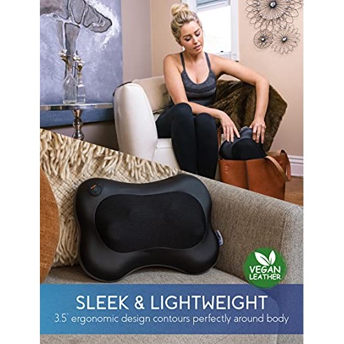 Zyllion Shiatsu Back and Neck Massager - Kneading Massage Pillow with Heat fo...