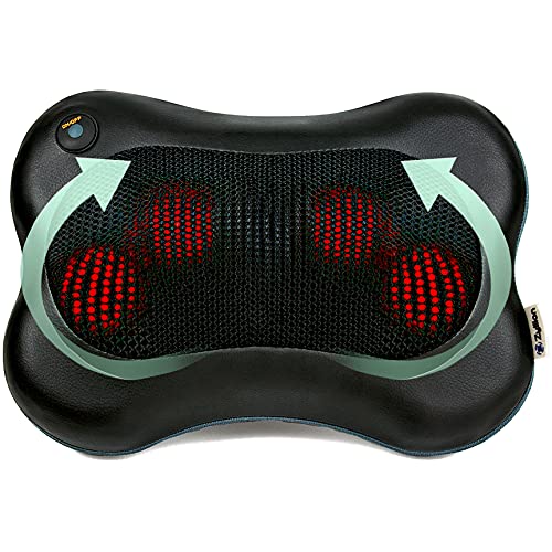 Zyllion Shiatsu Back and Neck Massager - Kneading Massage Pillow with Heat fo...