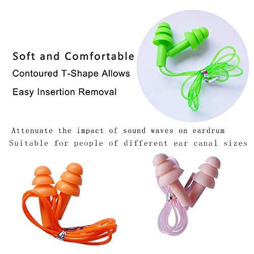 6 Pair Reusable Silicone Ear Plugs, Waterproof, Ultra Comfortable Noise Reduc...