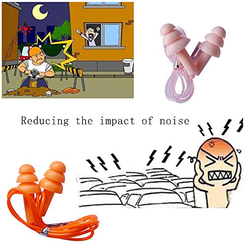 6 Pair Reusable Silicone Ear Plugs, Waterproof, Ultra Comfortable Noise Reduc...