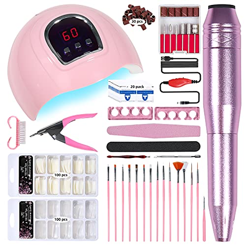 Nail Kit with Electric Nail Drill UV LED Nail Lamp, 54W UV Nail Dryer Light M...