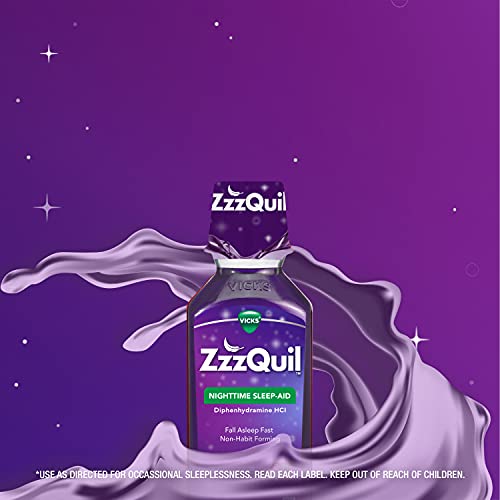 ZzzQuil, Nighttime Sleep Aid Liquid, 50 mg Diphenhydramine HCl, No.1 Sleep-Ai...