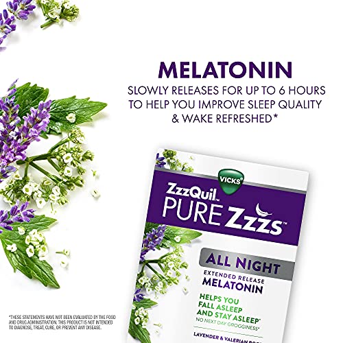 ZzzQuil PURE Zzzs, All Night Extended Release, Melatonin Sleep Aid Supplement...