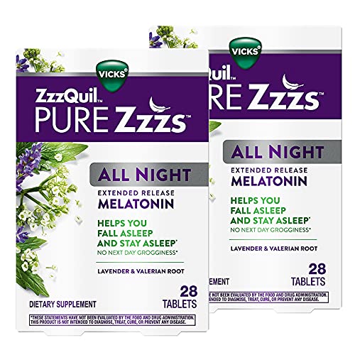 ZzzQuil PURE Zzzs, All Night Extended Release, Melatonin Sleep Aid Supplement...