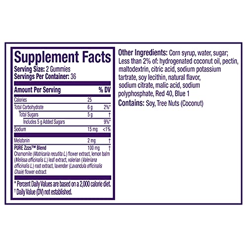 ZzzQuil Pure Zzzs, Melatonin Sleep Aid Gummies with Lavender, Valerian Root a...