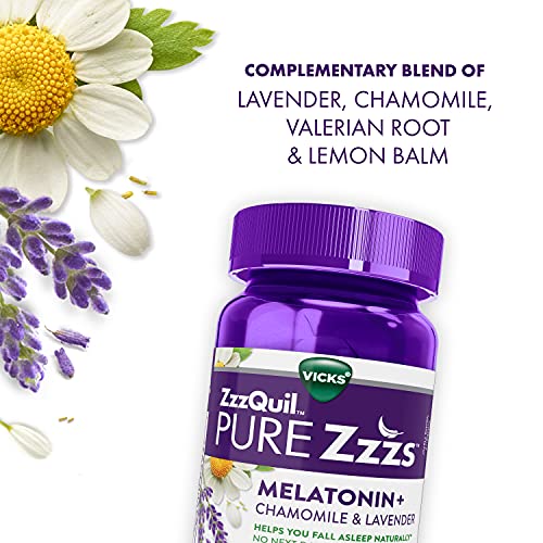 ZzzQuil Pure Zzzs, Melatonin Sleep Aid Gummies with Lavender, Valerian Root a...