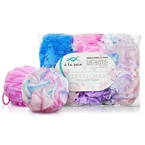 Loofah Bath Sponge 50g Set of 6 Pastel Colors by À La Paix - Soft Exfoliating...