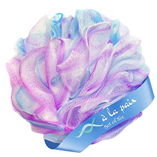 Loofah Bath Sponge 50g Set of 6 Pastel Colors by À La Paix - Soft Exfoliating...