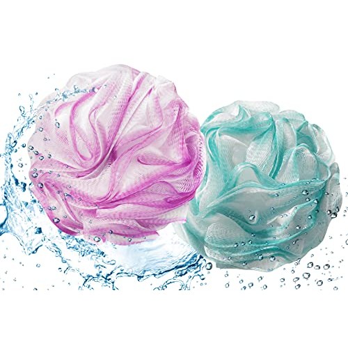 Loofah-Bath Sponge-White w/Color Set-XL-75g by À La Paix-Extra Large 4 Pack S...